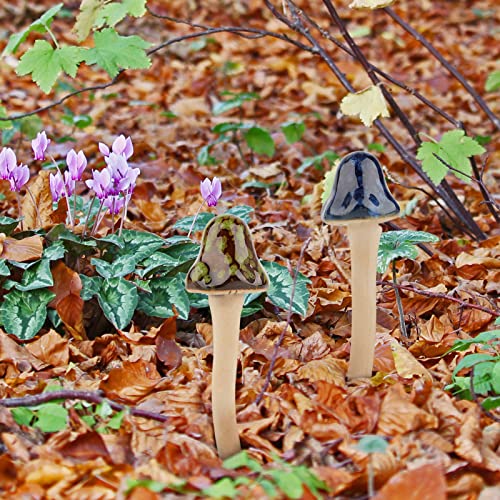 Exttlliy 8Pcs Ceramic Garden Mushrooms Figurine Decorative Plants Stakes Accessories Lawn Ornaments Statue For Outdoor  thumb #2