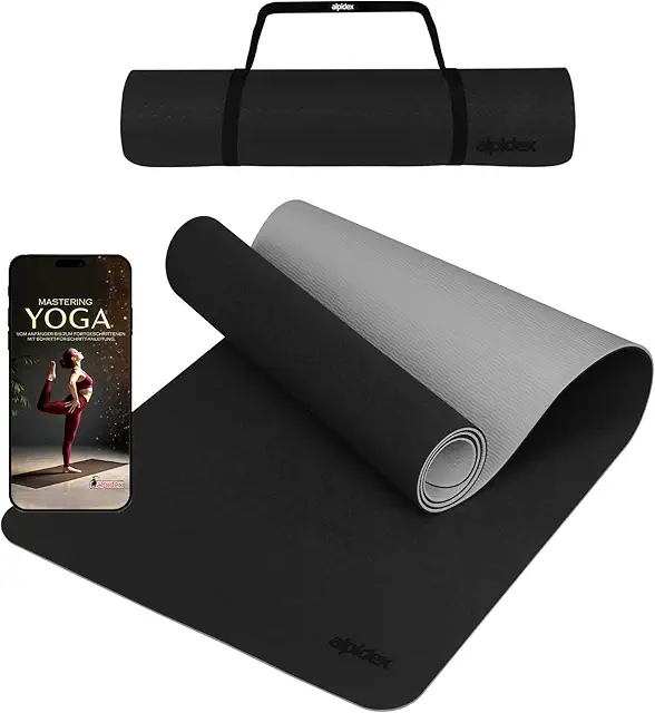 ALPIDEX Rutschfeste Yogamatte TPE 190x61/90x0.6cm mit E-Book