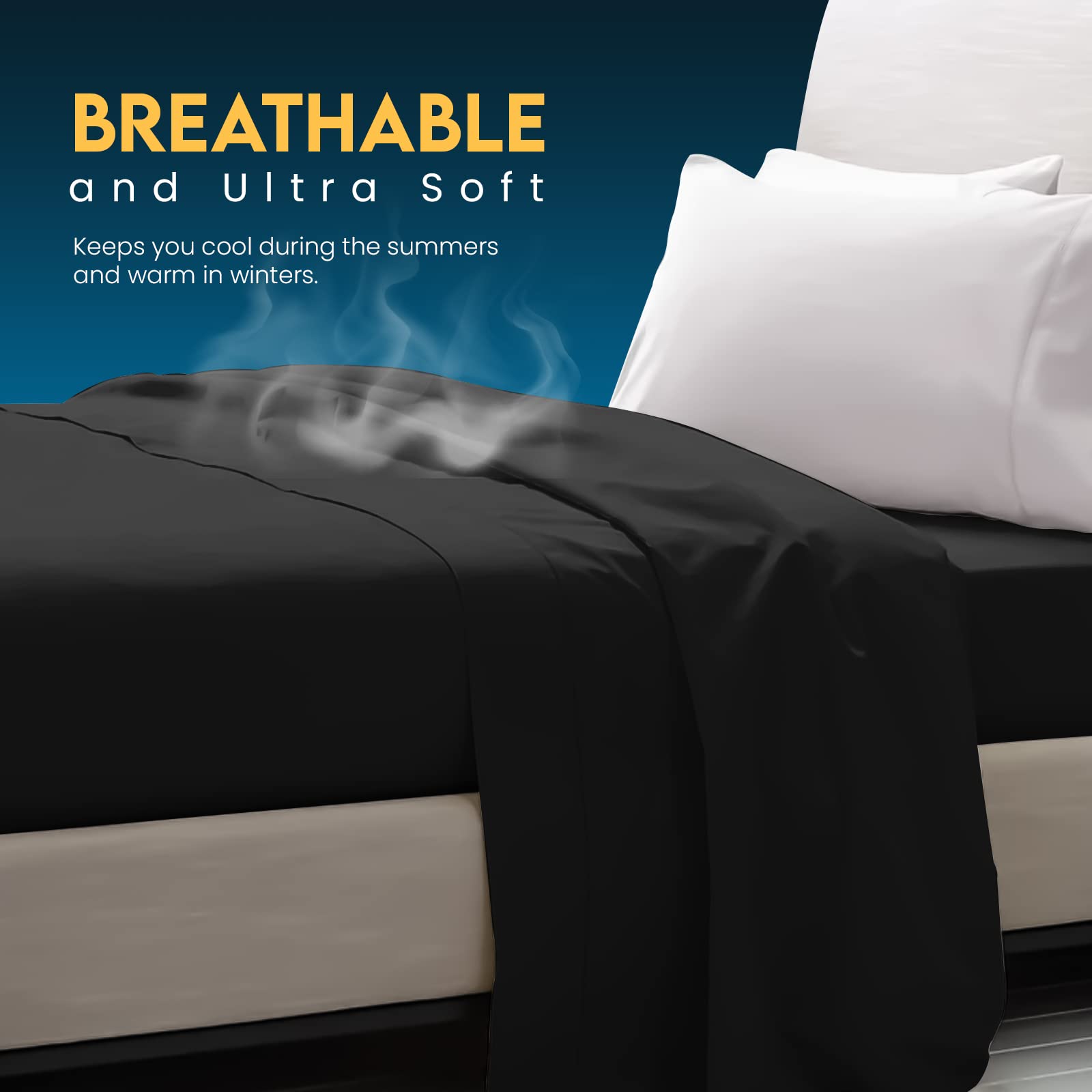 Sunshine Comforts Egyptian Cotton Flat Sheets Super King Size Breathable, Anti Wrinkle - Image 2