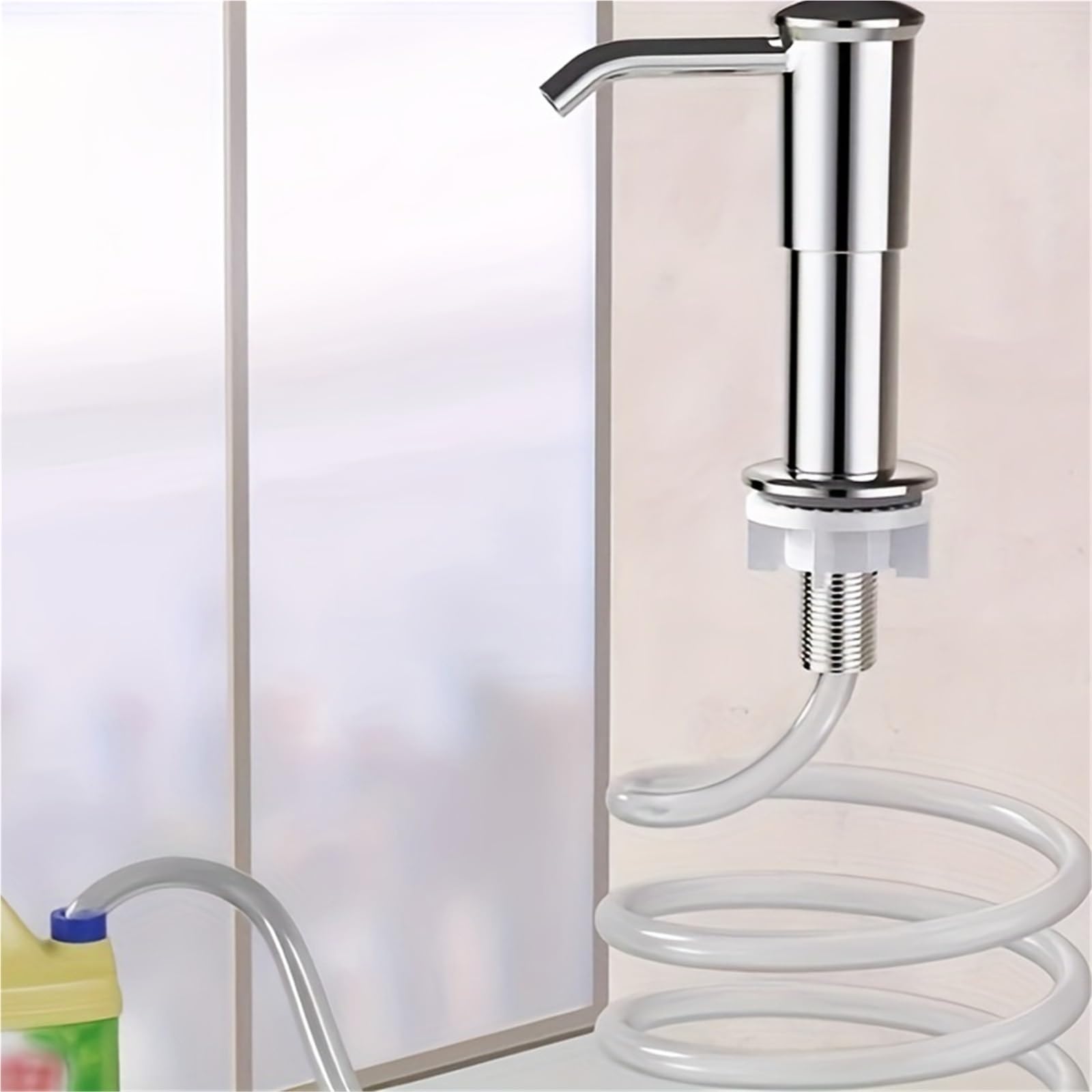 Dozownik mydła do zlewu podblatowego z rurą przedłużającą o długości 100 cm(Gray)