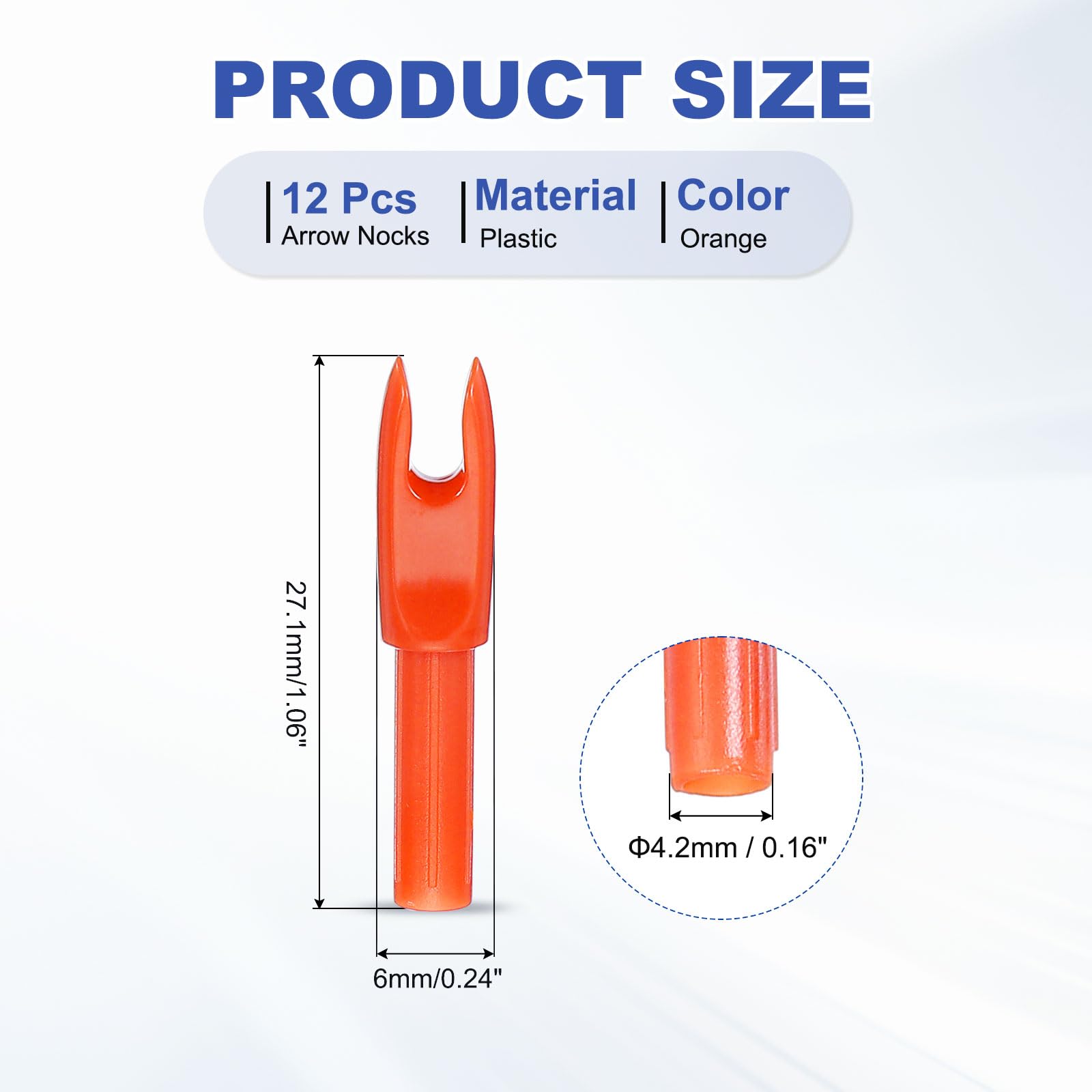 PATIKIL Flèches de Tir à l'arc Nocks 4.2mm, 12 Pcs Insert en Plastique Nock de Flèche de Remplacement pour La Chasse au Tir à l'arc Arc Composé Recurve, Orange