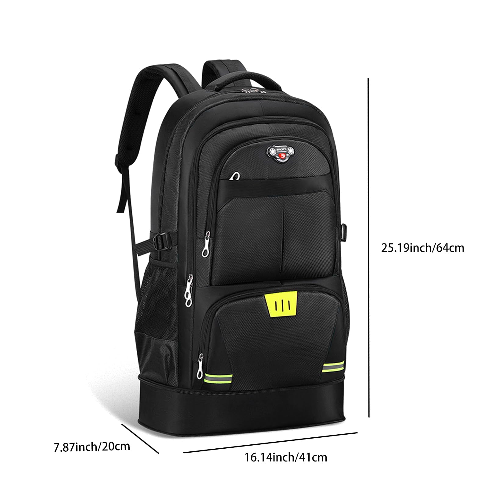 Mochila de Senderismo 65 L para Hombres y Mujeres, Viaje, Acampar, Negro