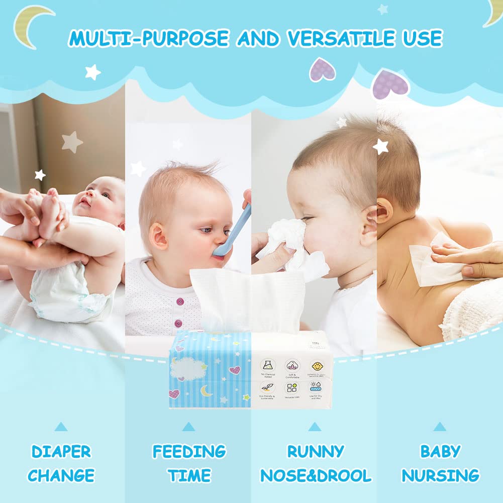 Orighty Lingettes sèches pour bébé – Gants de toilette super doux, tissu 100 % non parfumé pour la peau sensible, idéal pour changer les
