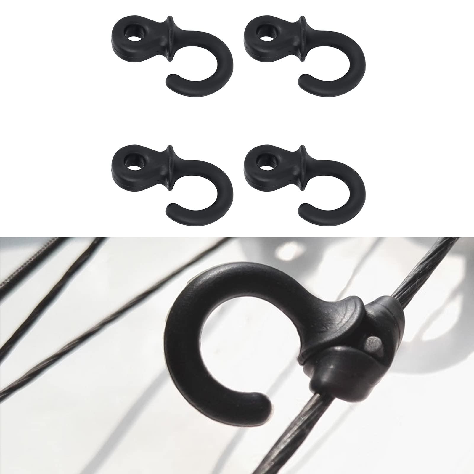 Joyzan Silencieux de Queue Singe, Stabilisateur Silencieux Corde Tir à l'arc Amortisseur Vibrations d'arc Poulies Composé Arc Chaîne Amortisseurs Choc en Caoutchouc Accessoires Sport(Noir) 4pcs