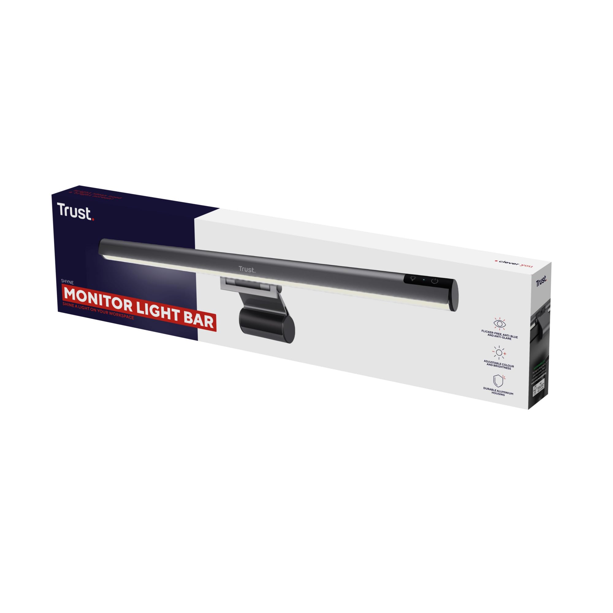 Trust Shyne Lampada Monitor PC LED 42cm, Anti-luce Blu e Anti-riflesso | Barra LED USB per Laptop, Light Bar Luce Bianca Fredda/Calda/Naturale, Desk Lamp Luminosità e Temperatura Regolabili