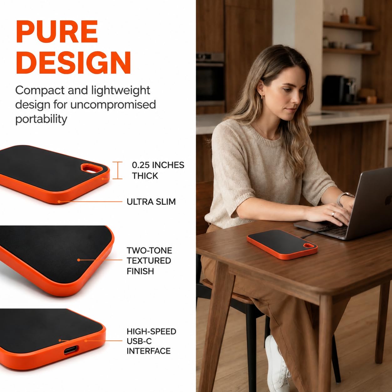 Disque Dur Externe 2To, 2.5 Pouces, Portable étanche et Anti-Choc pour PC, Mac, TV, MacBook, Ordinateur Portable, Bureau, Windows