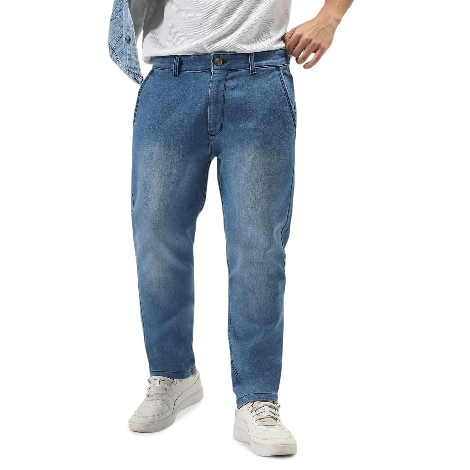 Urbano FashionMen's Slim Fit Mid Rise Washed Jeans Stretchable