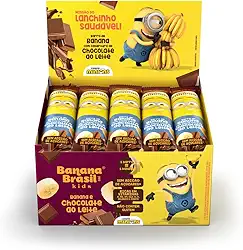 Banana Brasil Display Barra De Frutas Banana Kids Minions Sabor Cob. Choc. Ao Leite C/ 20 Unid. De 22G (440G)