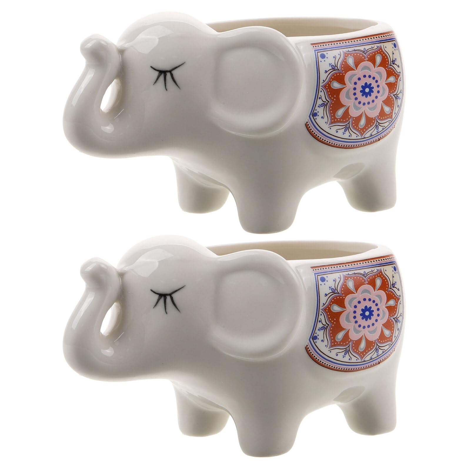 Levemolo 2 Szt. Ceramiczne Doniczki Słoniowe Ręcznie Wykonane Porcelanowe Osłonki Sukulenty i Kaktusy Małe Dekoracje Biurko Do Domu i Biura Unikalne Ceramiczne Do Roślin Doniczkowych