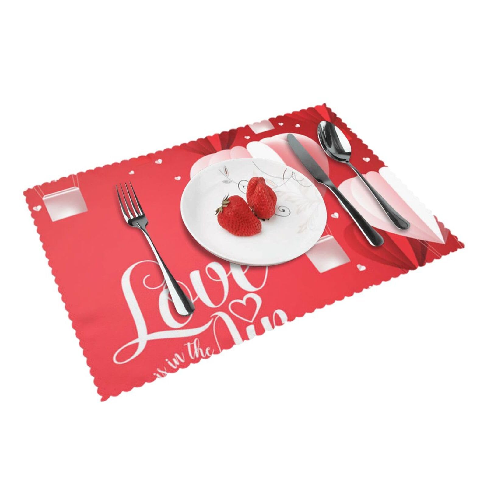 Romantic Heart Balloon Printed Placemats Set of 4 PCS Washable Placemat for Kitchen Table Heat-resistant Table Mats 45x30 CM