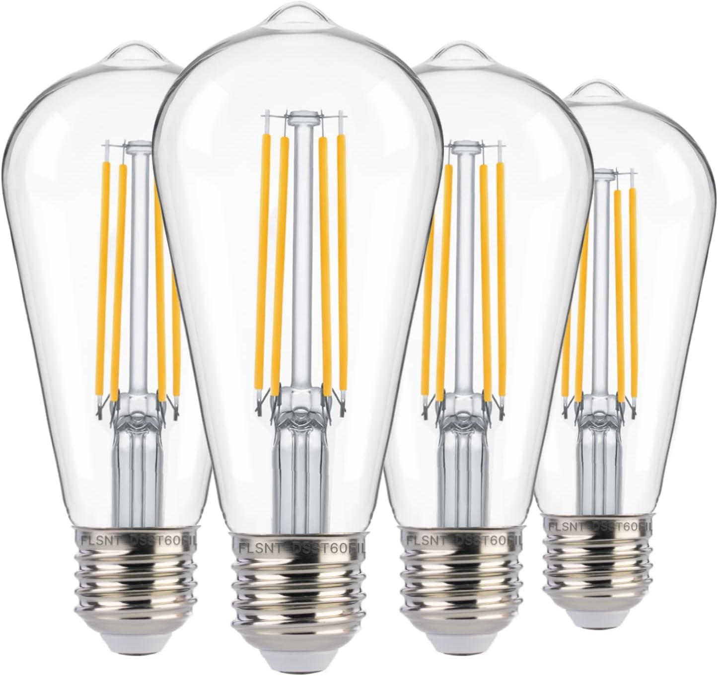 FLSNT Dusk to Dawn Outdoor Sensor ST19 LED Light Bulb, 7W (60W Eqv.), 800LM,Vintage Filament E26 Base, Auto On/Off Photocell Automatic for Energy-Efficient Outdoor Lighting, 3000K Warm White, 4 Pack