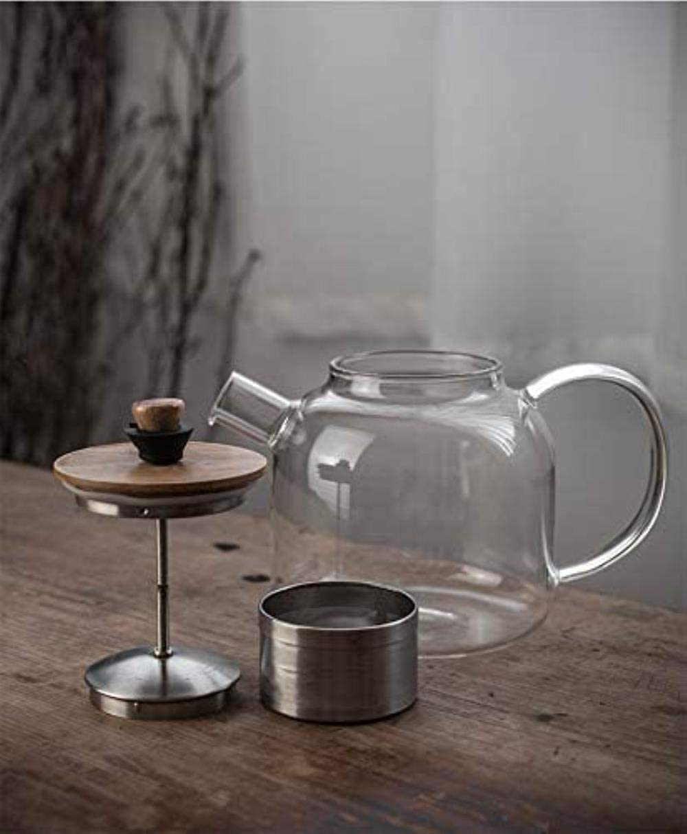 Tetera De Cristal De 1000 Ml Con Calentador - Incluye Colador, Ideal Para Té Suelto, Hogar Y Oficina