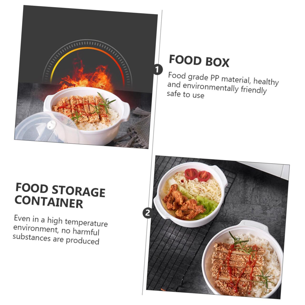 3 Piezas Recipientes para Alimentos con Tapa Transparente Aptos para Microondas y Refrigerador Envases de Resistentes y Multifuncionales para Cocina y Conservación de Comida
