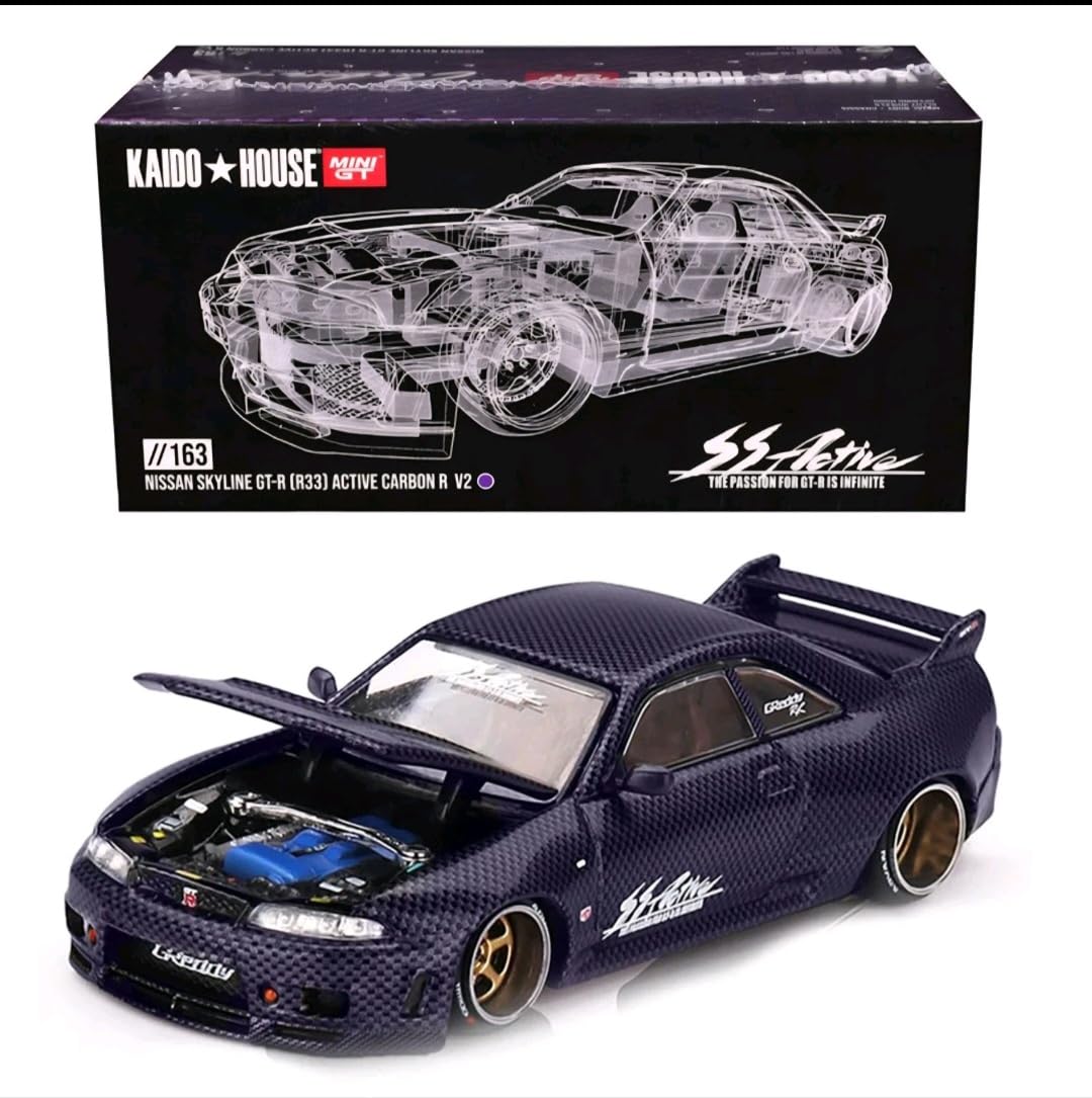 MINIGT 街道ハウス GT-R (R33) Kaido Works V2 PRE-ORDER Nissan Skyline GT-R (R33) Active Carbon R V2 – Purple
