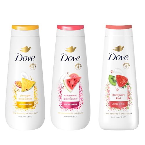 Dove Limited Edition Body Wash for women 3 count Mixed Summer Variety Pack for Hydrated & Soft Skin 20 fl oz