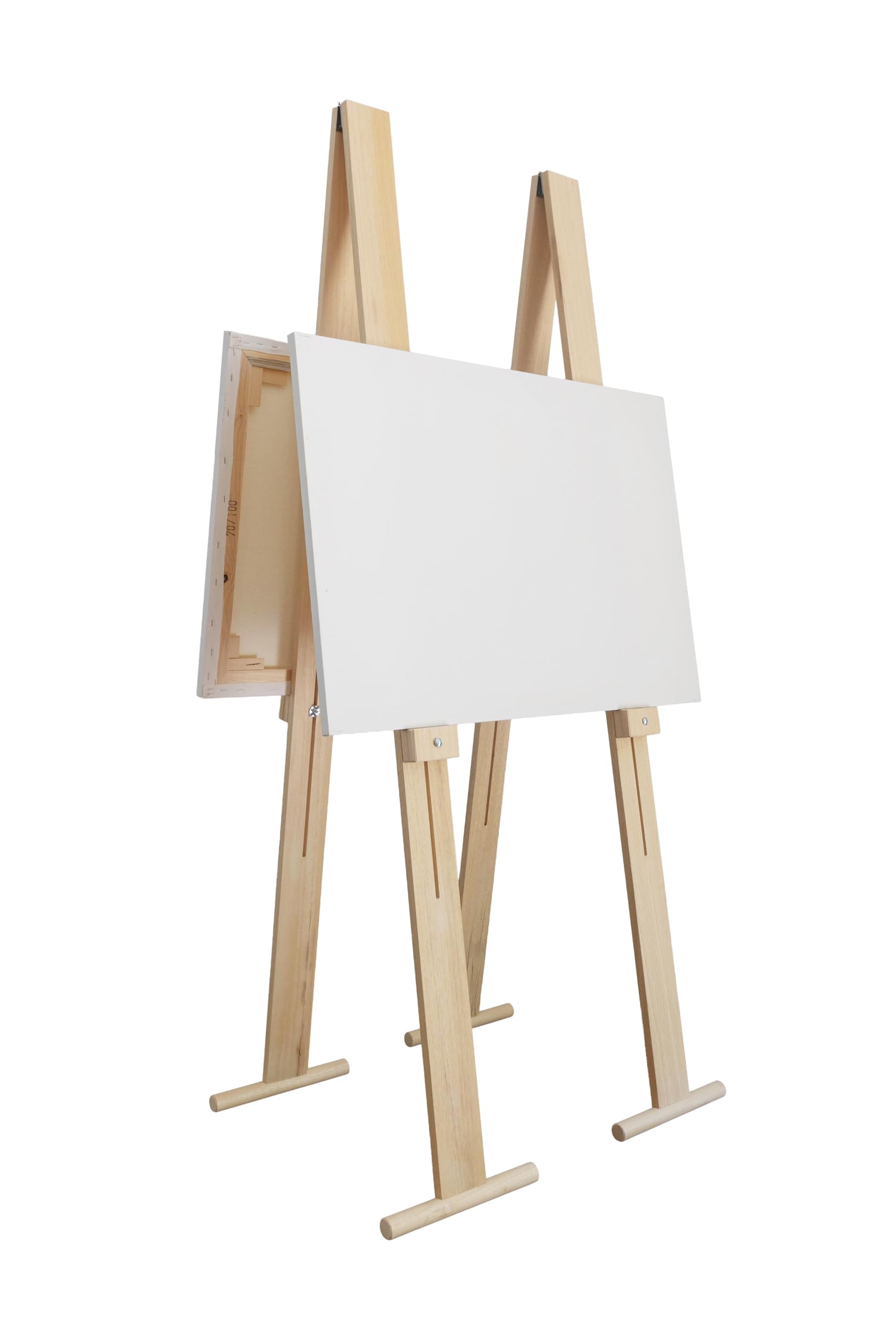 Giano Cavalletto per pittura ed esposizione quadri in legno Ayous naturale, regolabile in altezza ed inclinazione, portata 20 kg, made in Italy con struttura brevettata, ideale per grandi opere