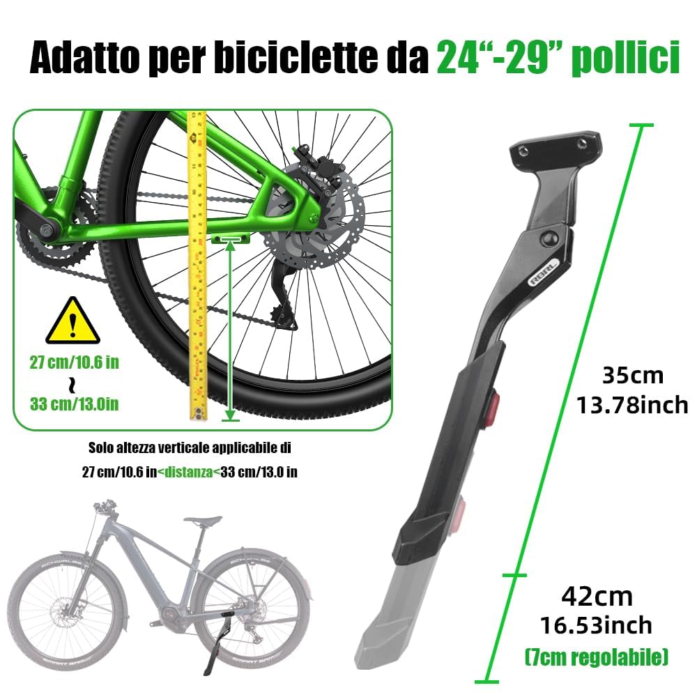 RBRL Cavalletto Bici, Supporto in Lega di Alluminio,Durevole e Antiscivolo Cavalletto per Bici Posteriore, Adatto a 24-29 Pollici Mountain Bike, Bici da Strada, MTB, Ebike