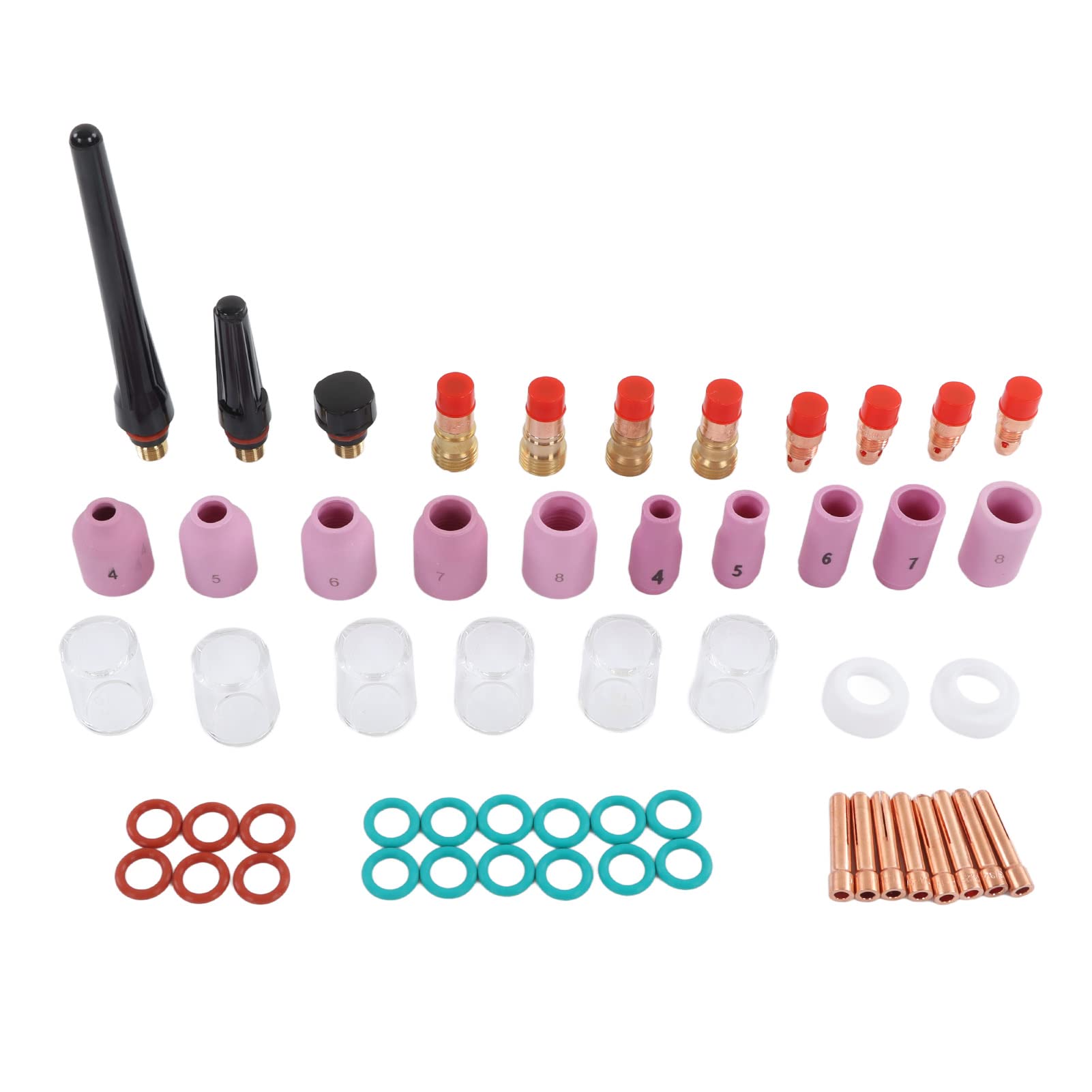 Set di Accessori Per Saldatura TIG, 55 Pezzi di Accessori Per Saldatura TIG, Kit di Accessori Per Torce di Saldatura TIG, Tazza di Vetro TIG, Per Pistola di Saldatura WP17 18 26, Ceramica, Rame