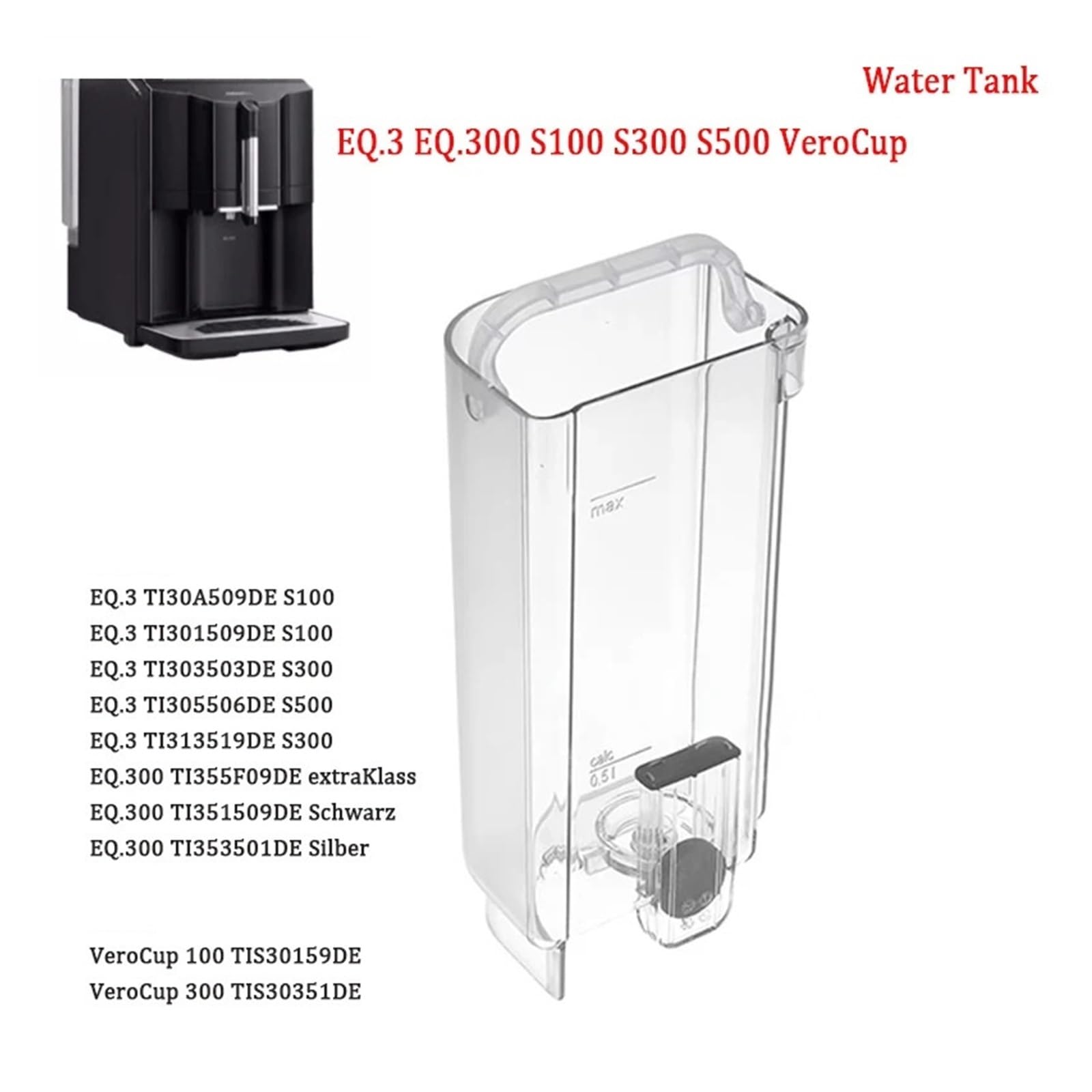 Tanque De Agua, Compatible Con Siemens, Cafetera, Compatible Con Bosch, EQ.3 300 S100 S300 S500 VeroCup, Depósito De Piezas De Repuesto A Prueba De Polvo