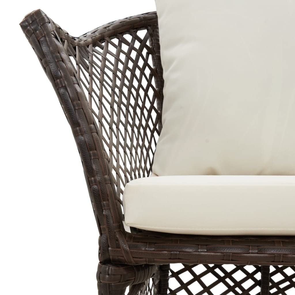 Set da Giardino 2 Pz in Polyrattan Marrone con Cuscini | Poltrona da esterno con poggiapiedi e cuscini per relax in terrazzo o patio. Struttura robusta in acciaio e PE rattan.
