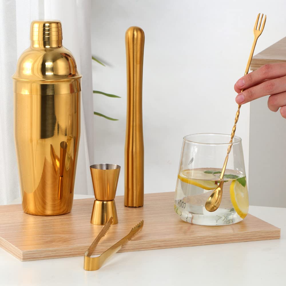 Coctelera,Cocktail Shaker Juego De Coctelera Arcoíris Acero Inoxidable 1 A 5 Piezas, 750 Ml, con Colador, Vaso Medidor, Kit Barman, Herramienta Barra(Dark Grey)