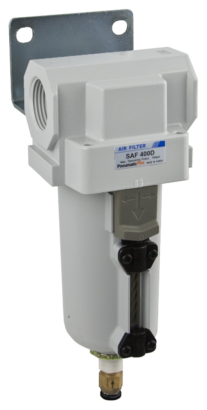 PneumaticPlus SAF400-N06BD-MEP Filtro aria compressa 3/4" NPT, 10 micron - ciotola in metallo, scarico automatico, staffa