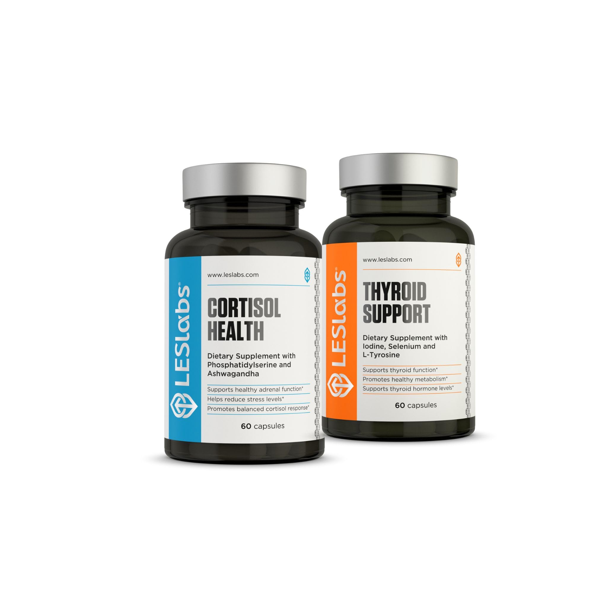 LES Labs Cortisol and Metabolic Health Support Duo – Supplement for Cortisol Balance and Thyroid Support – 60 + 60 Capsules