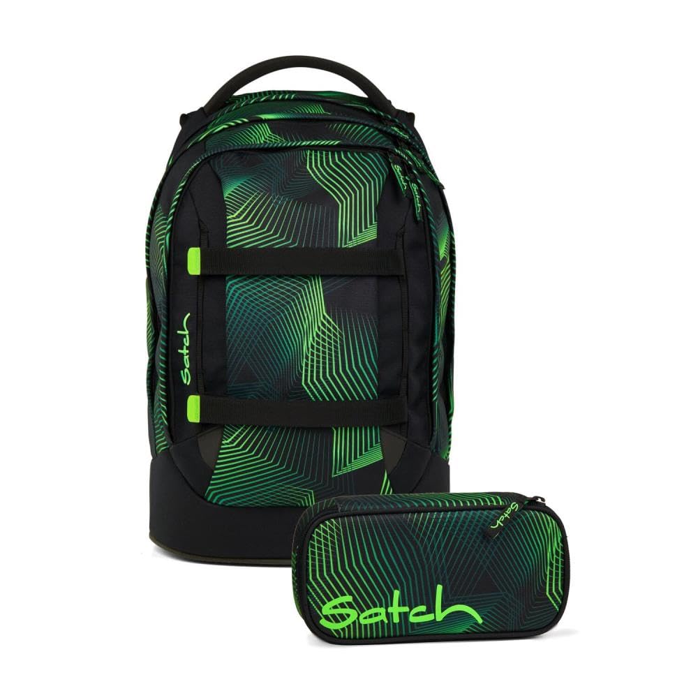 Satch pack Schulrucksack Set 2tlg. inkl. Schlamperbox (Seismic Green)