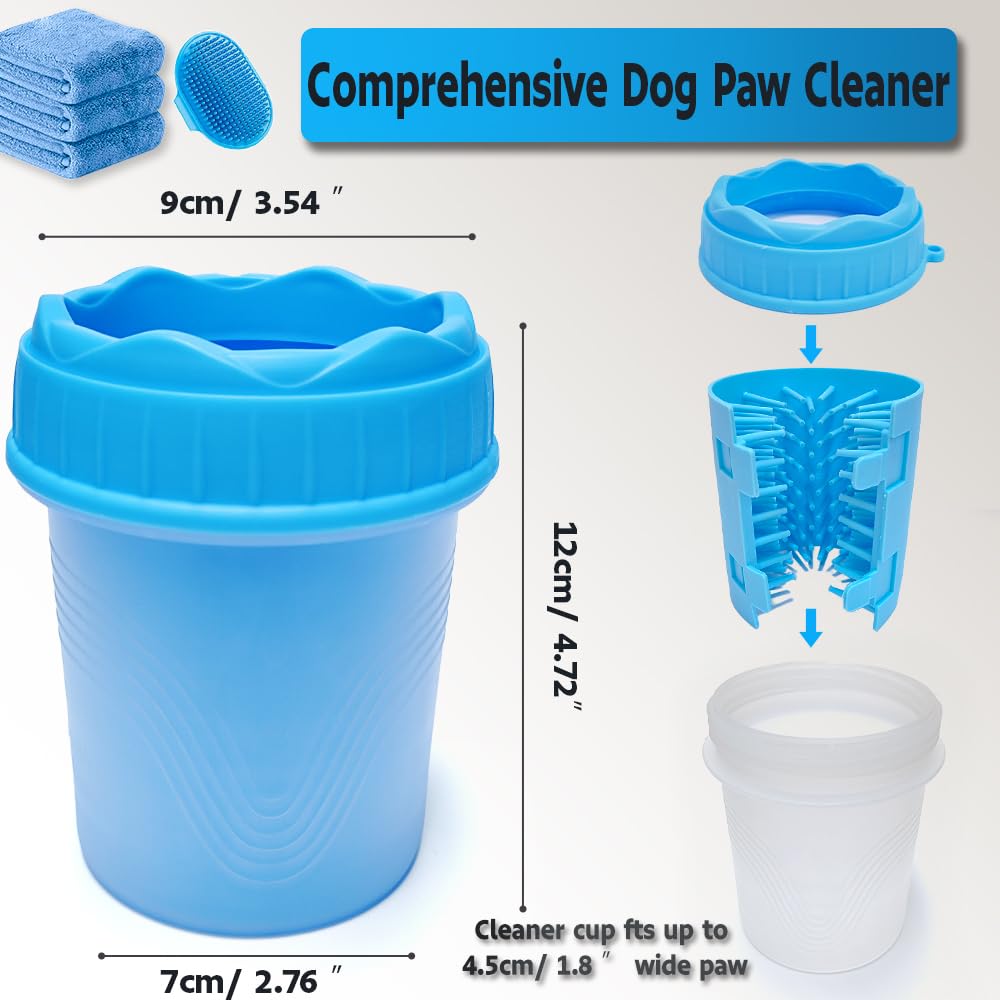 Paw Cleaner for Dogs Soft and Comfortable Paw Cleaner, Portable Silicone Pet Paw Cleaner, with 3 Towels for Cats and Dogs Paw Washer - Image 4