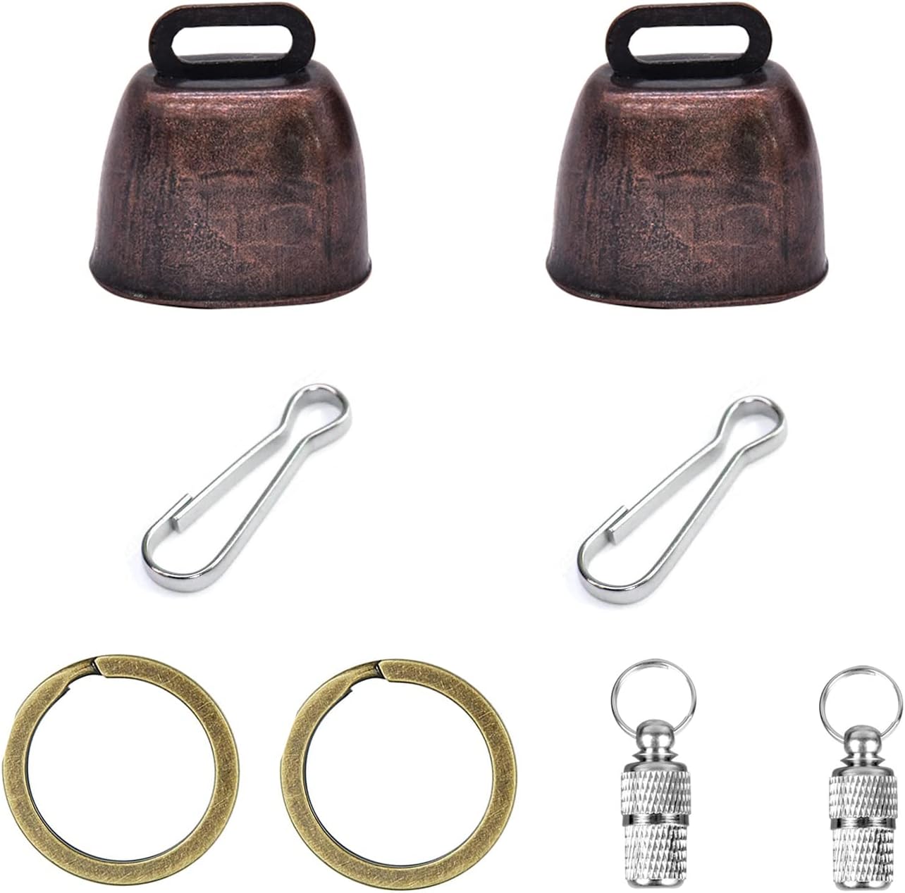 2Pack Retro Brass Bell, Dog Cat Collar Bell Pet Bells, Cow Horse Sheep Grazing Copper Bells,Cattle Farm Animal Loud Bronze Bell,Pet Anti-Theft Bell With Pet Anti- Lost Tags Tubes