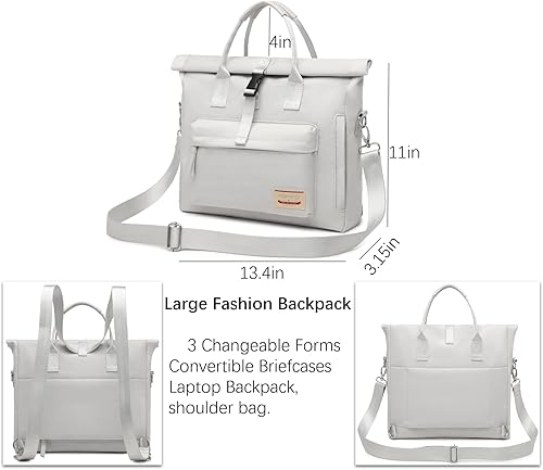 Miniatura 4 de Wxnow Mochila de mensajero convertible para mujer, mochila para laptop de 15.6 pulgadas, Negro, talla única, Casual