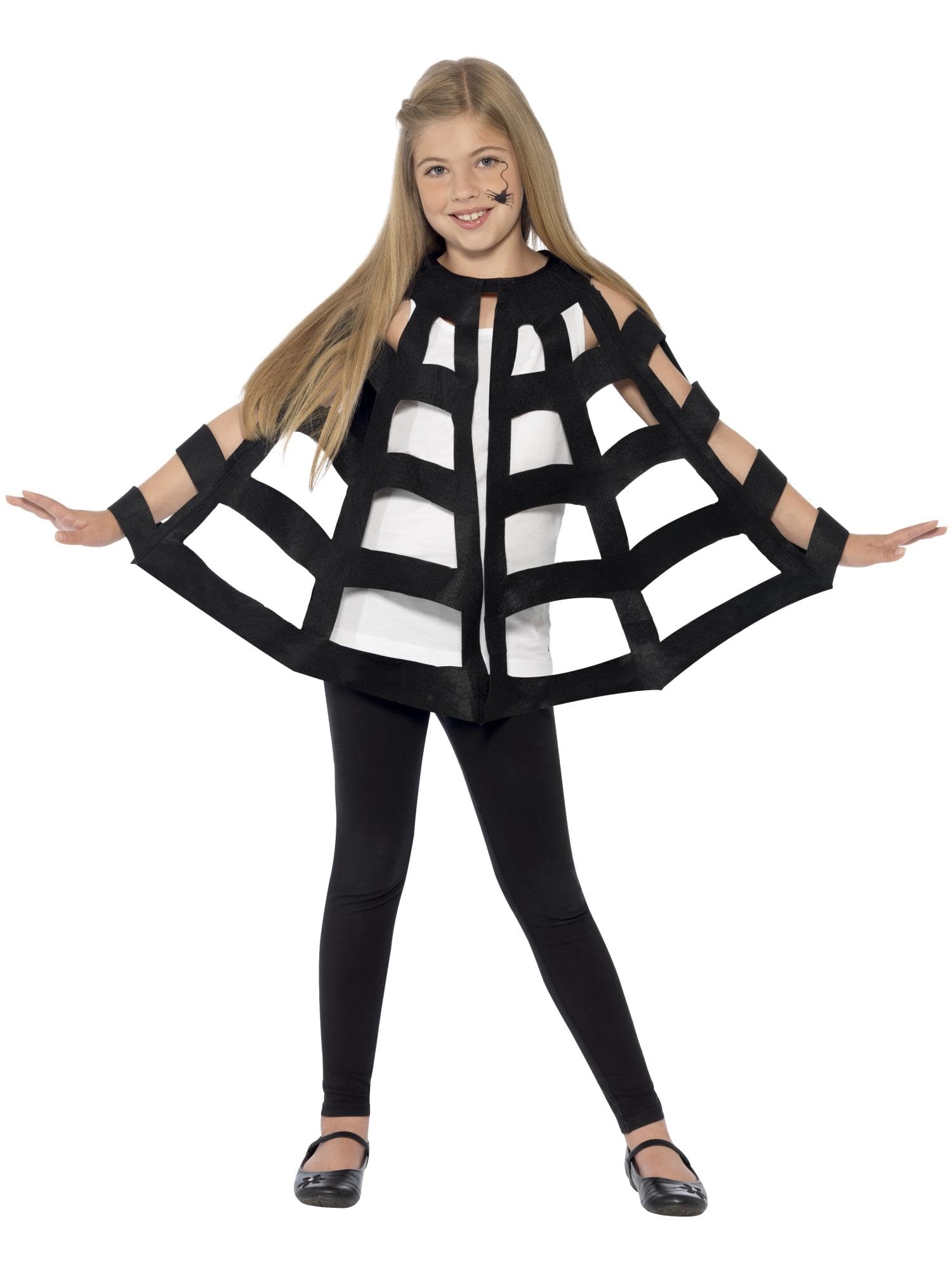 Smiffys Spider Cape, Black , Halloween Child Fancy Dress, Spider Dress Up Accessories