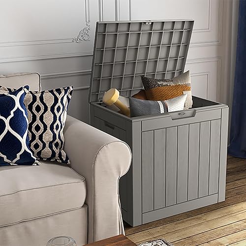 Miniatura 7 de Caja de cubierta, caja de almacenamiento de resina de 31 galones para interiores y exteriores, impermeable, para cojines de muebles de patio,