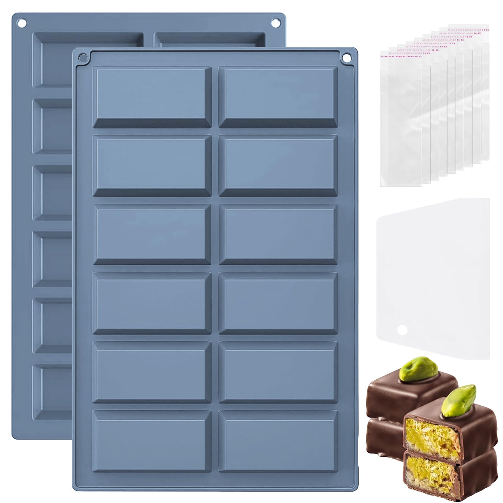 Stampo Per Cioccolato Fai Da Te In Silicone - 3 Pezzi Con Spatole Per Creare Tavolette Di Cioccolato Artigianali - Foto 4