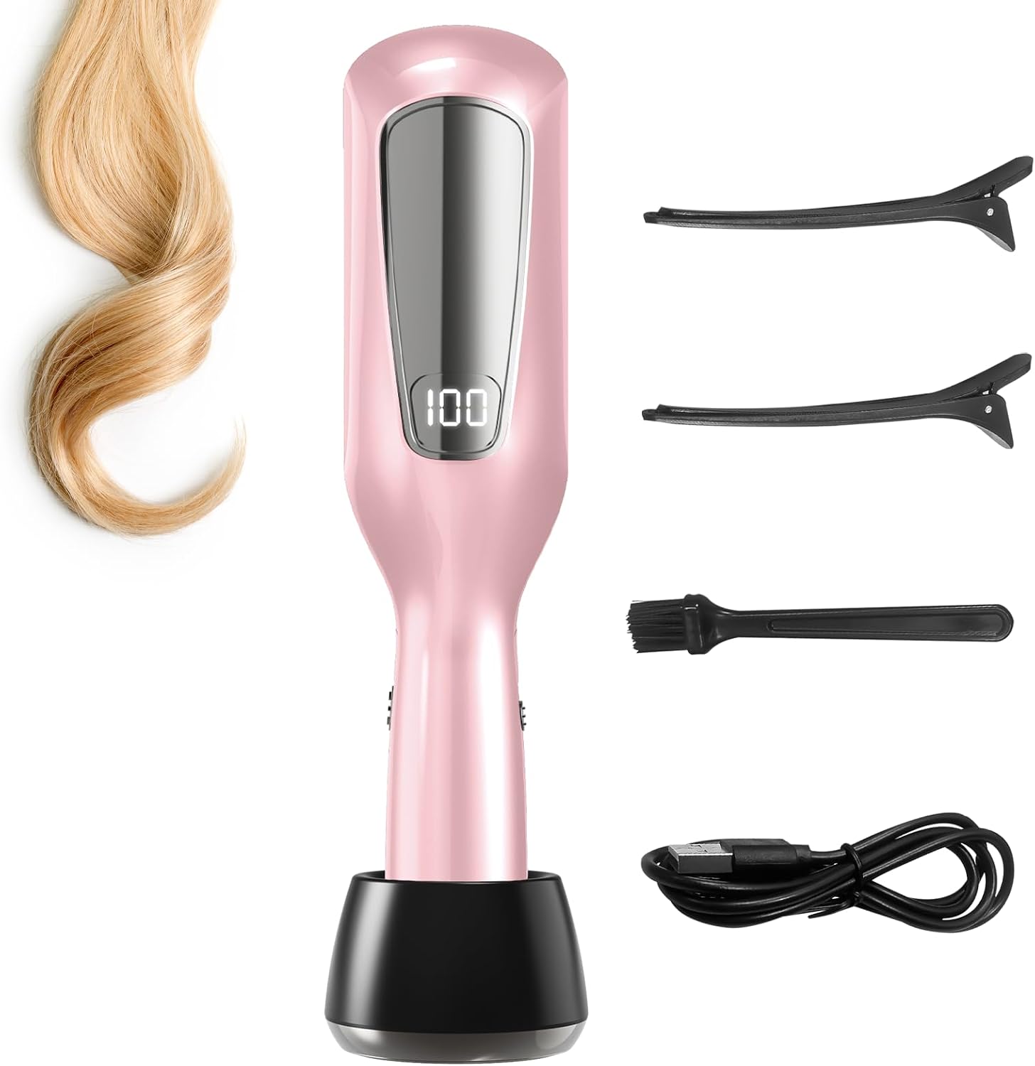 Hair Trimmer Automatic Home Care Clipper 2-in-1 for Dry Damaged Splitting Broken Brittle Straight Curly Frizzy Beauty Styling-Pink