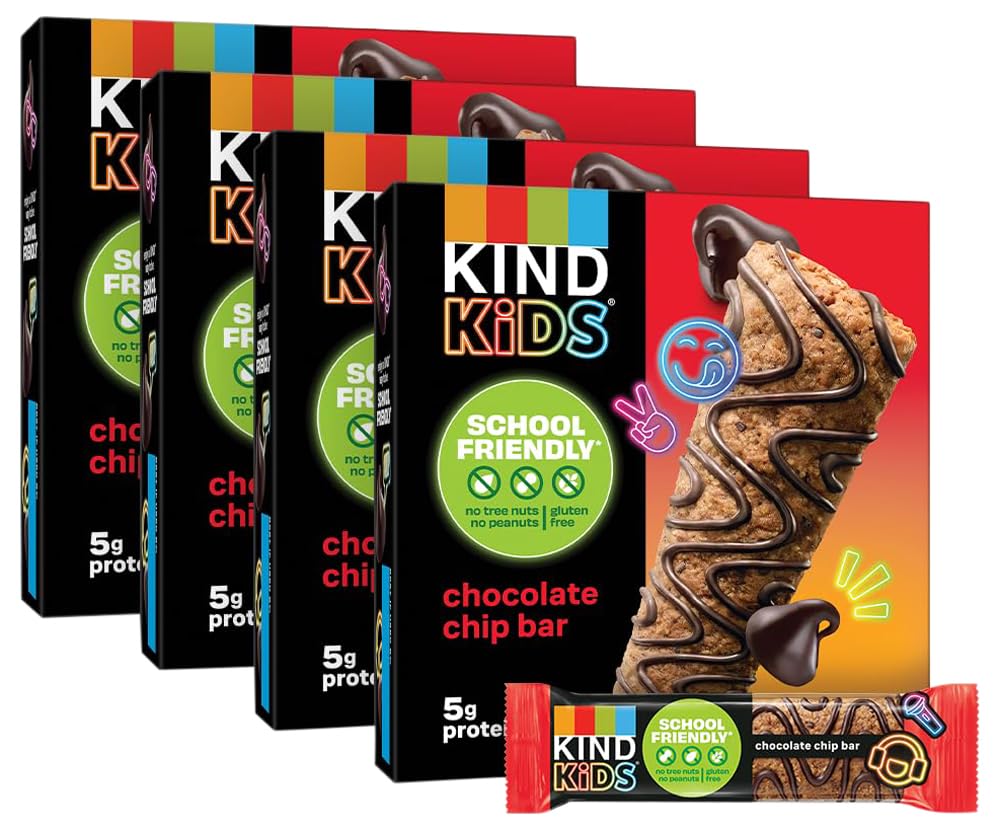 KIND Kids Snacks, Chocolate Chip Bar, Tree Nut and Peanut Free, Gluten Free, Whole Grains and Oats, 5g Protein (40-Count) — BEST BY: 25 FEB 2025