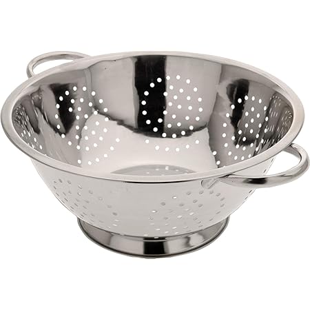 Abrus® Stainless Steel Colander 24cm - Advanced Sturdy Base | Wide Handle | Dishwasher Safe