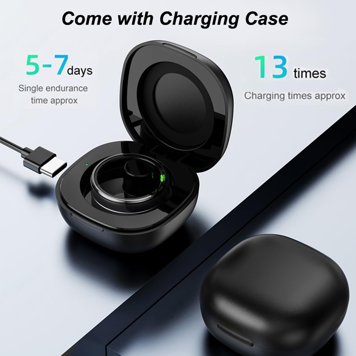 Anillo inteligente con monitor de frecuencia cardíaca, rastreador de sueño, anillo de salud, oxígeno en sangre, podómetro, calorías, contador de pasos, anillos de fitness, anillos inteligentes