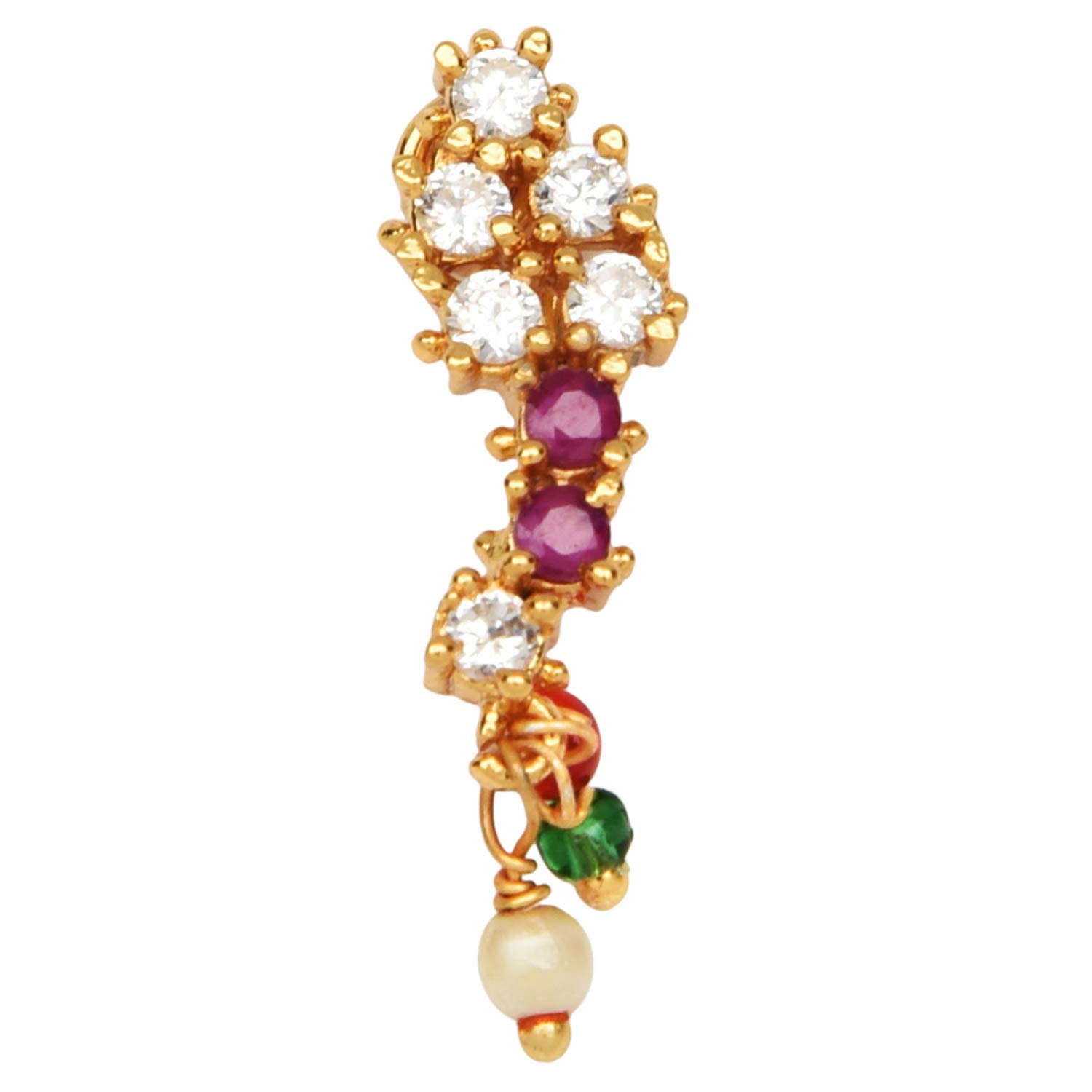 ACCESSHER Multi Color Banu Nath Brass Nose ring (B07MKYBL35) Amazon Price History, Amazon Price Tracker