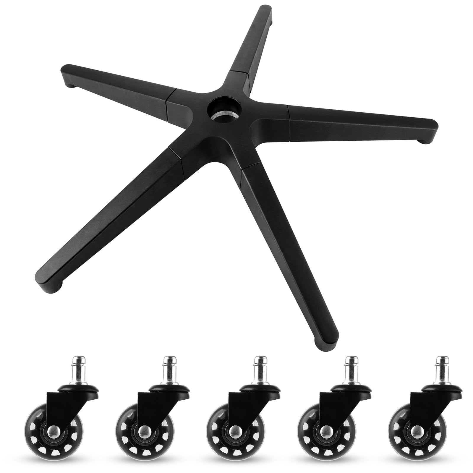 YOUNTHYE Base de repuesto para silla de oficina, 70 cm, base de repuesto resistente para silla de oficina con 5 ruedas universales, carga estática de 2200 libras
