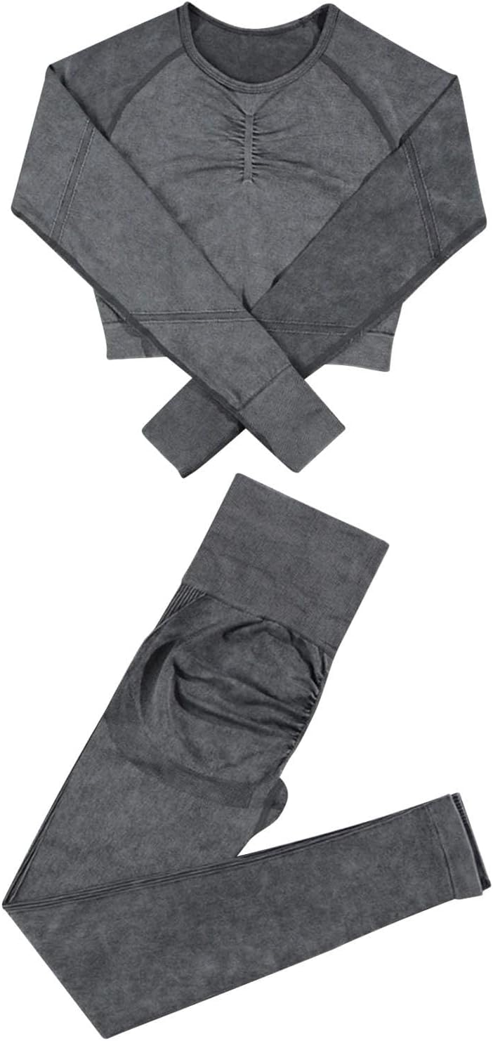 Women's Yoga Suit Set - M Size, Cotton Seamless Tracksuits for Running Workout Exercise