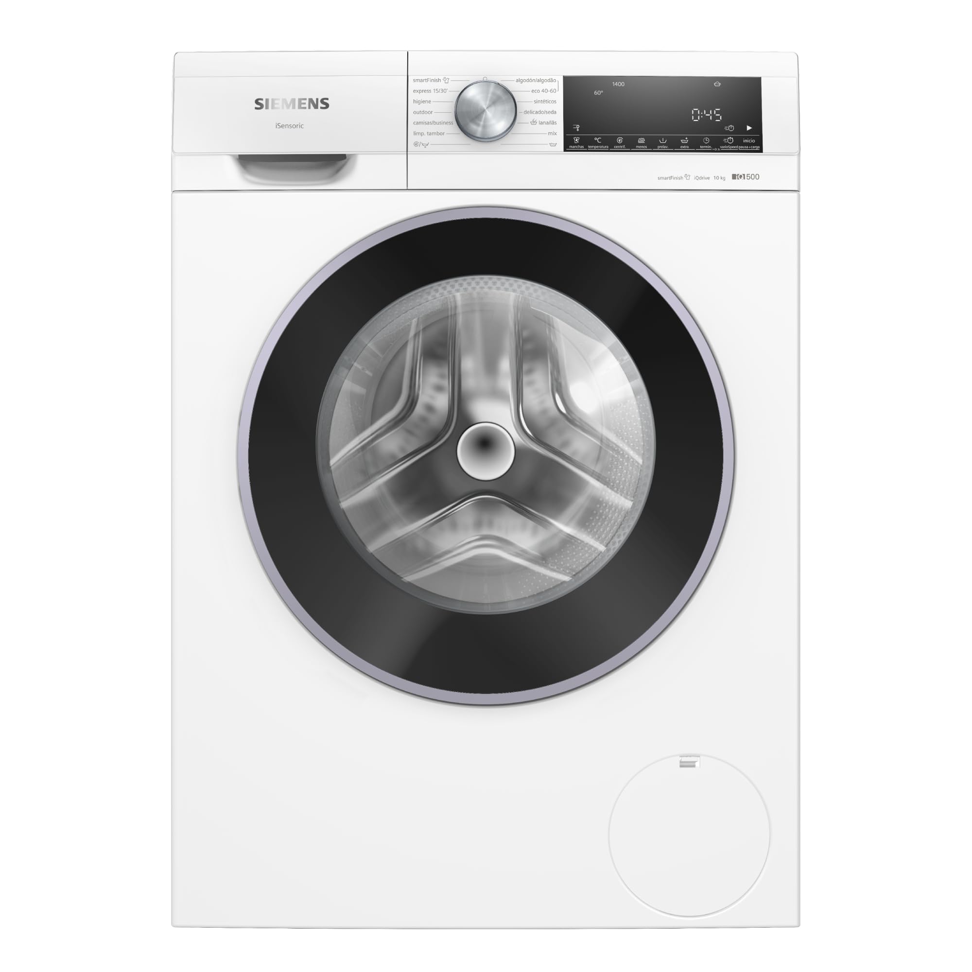 SIEMENS Front loading washing machine, 10 kg, iQ500, smartFinish, anti-stain, white, WG54G2Z1ES