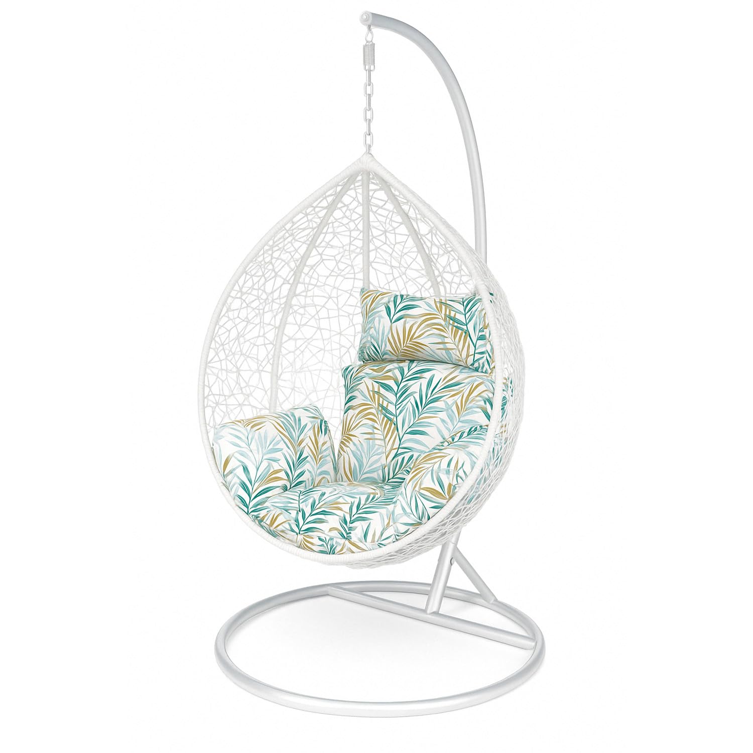 Ferocity Cuscino per Sedia Amaca, Sedia in Rattan Cuscino, Dondolo Sospesa, Cuscino per Sedia con Cuscino per la Testa di, Rivestimento Rimovibile, con Lacci attaccati, Palm White [114]