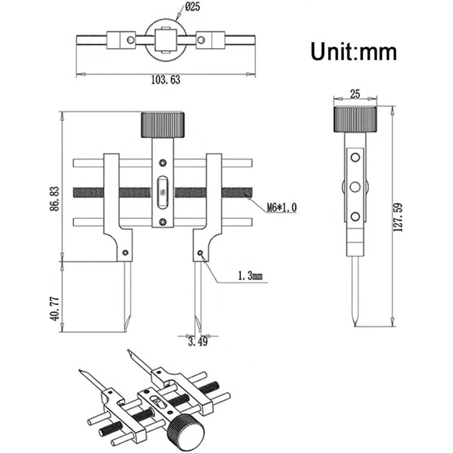 Llave universal de anillo de presión óptico, herramienta de anillos de presión de doble extremo de acero inoxidable, llave de anillo a presión ajustable, diámetro de sujeción de 3,0 a 76,2 mm