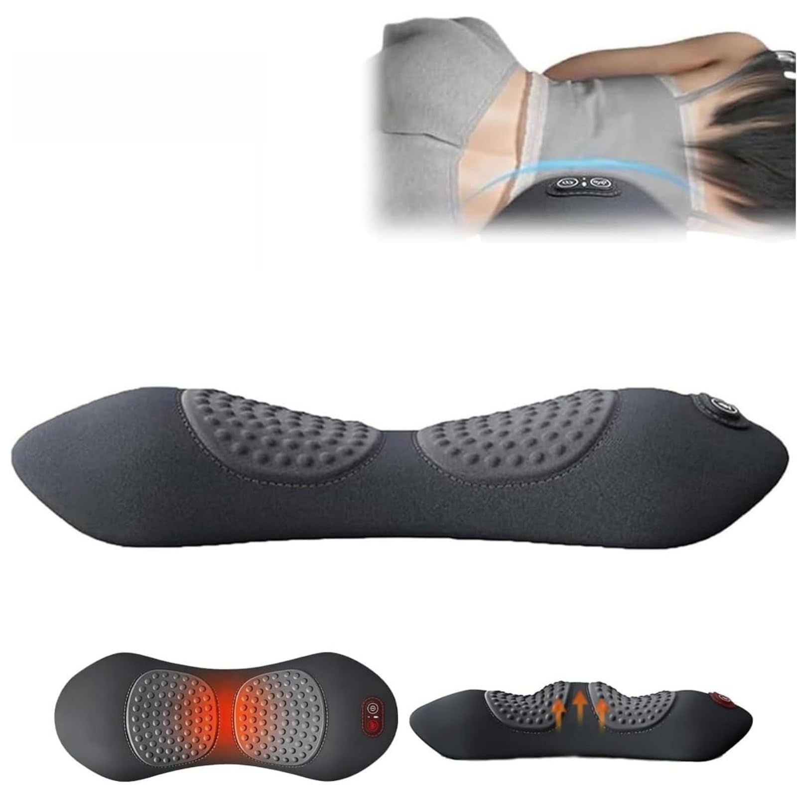 ergopur 3-zonen ergoflow tiefenmassagegerät,ergopur massage,3-in-1 Rückenmassagegerät mit Wärme, Vibration & Dehnung, tragbar für Nacken, Schultern & Rücken