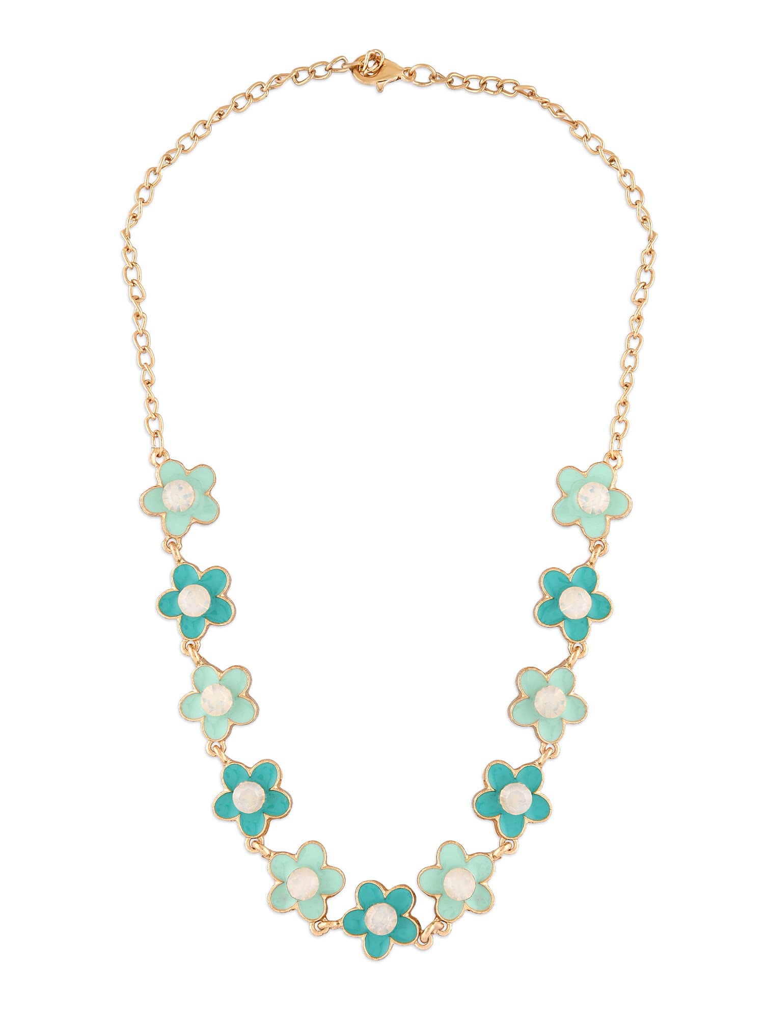 ZAVERI PEARLS Turquoise Enamel Flowers Contemporary & Trendy Necklace For Women-ZPFK15956 (B0C4HGCCRL) Amazon Price History, Amazon Price Tracker