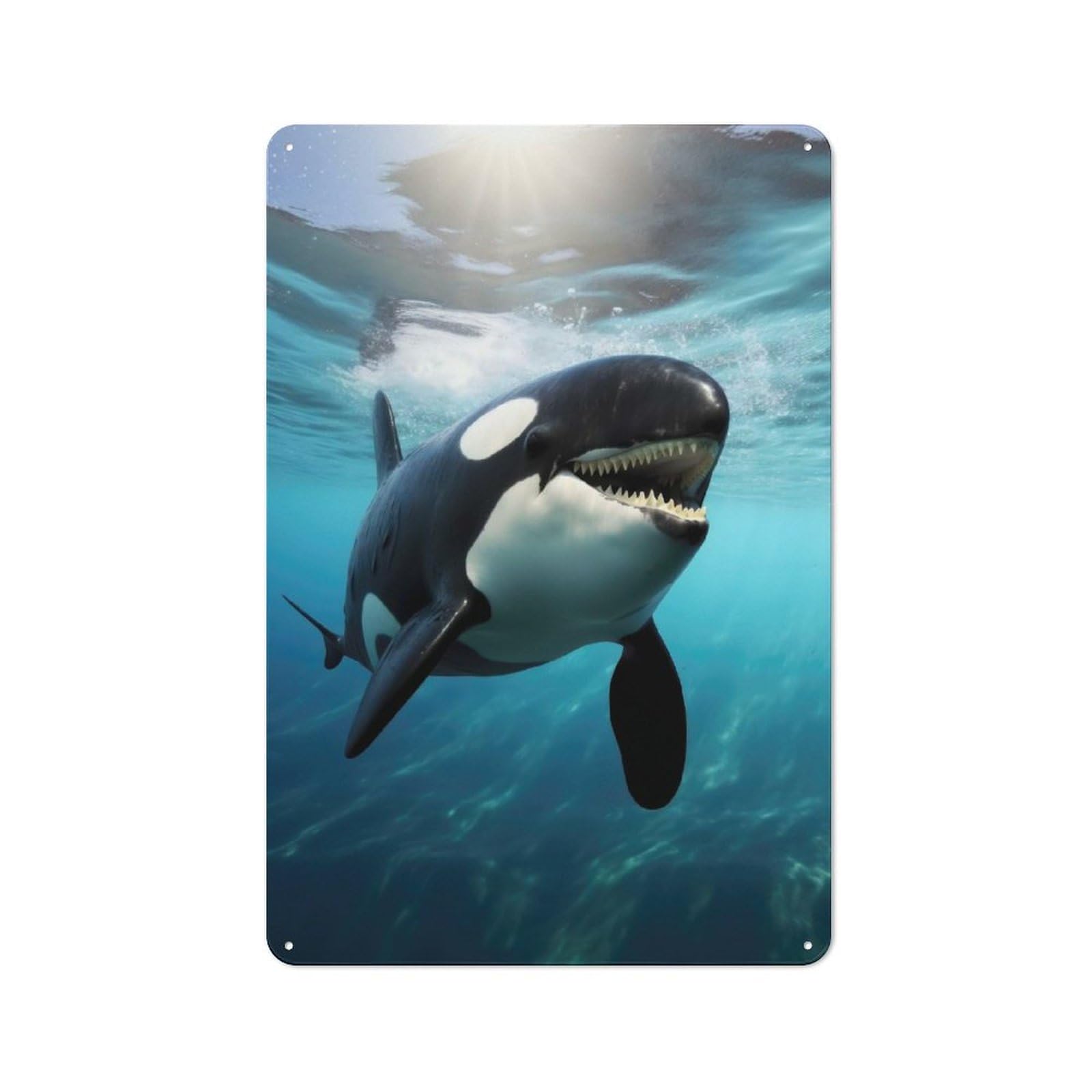 Junmoney Majestic Orca Whale Killer Tin Sign With Design 30X20cm, Garage Style Garage Wall Decor For Garage, Hobby Room, Office Or Man Cave