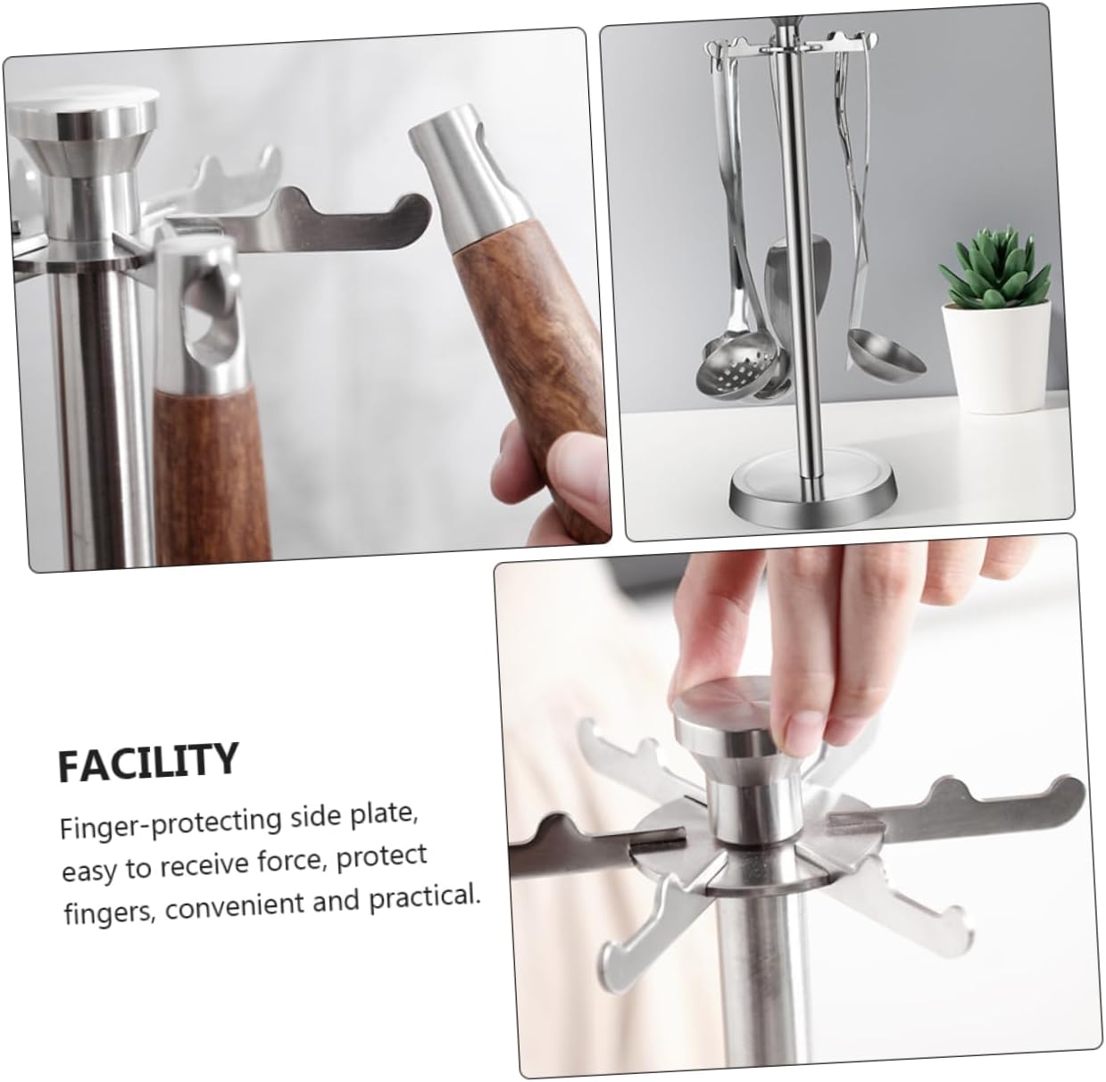 1pc Spoon Organizer Rack Kitchen Supplies Shovel Hook Practical Cooking Utensil Holder for Countertop Storage