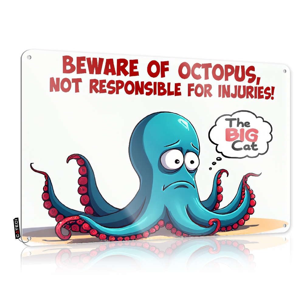 Fzfn Colour Beware Of Octopus, Not Responsible For Injuries! Guest Beautiful - Plaques Nice Vintage Wall Art(20X30cm)