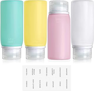 Silicone Travel Bottles for Toiletries, Opret 4 Pack 89ml/3oz Travel Containers Leak Proof Squeezable for Shampoos, Conditioner and Shower Gel, BPA Free and TSA Approved
